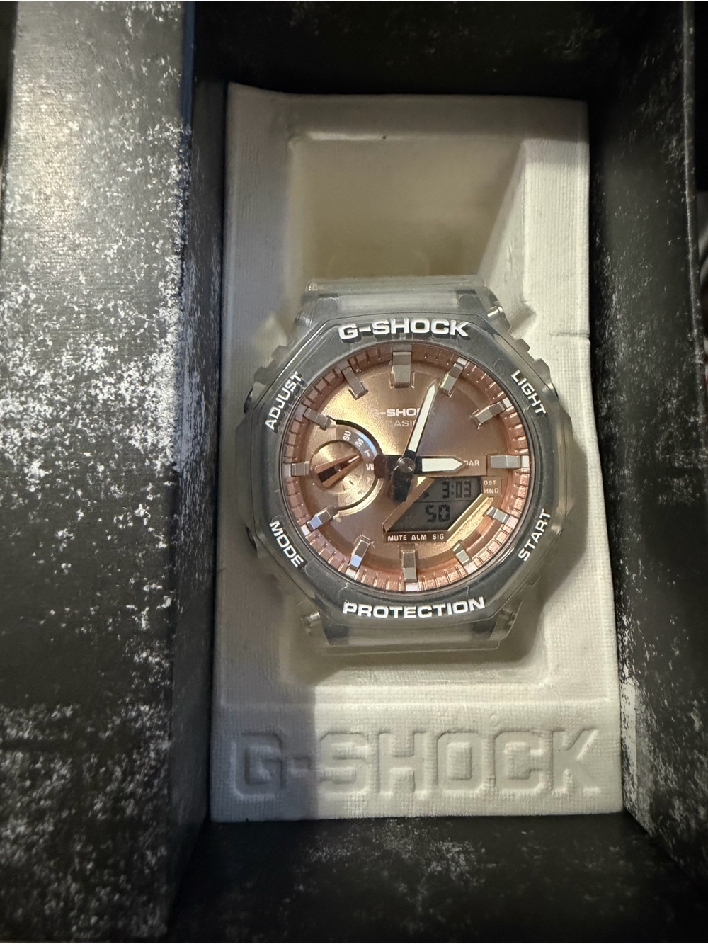 G-Shock Men's Watch Clear Case with Rose Gold Dial